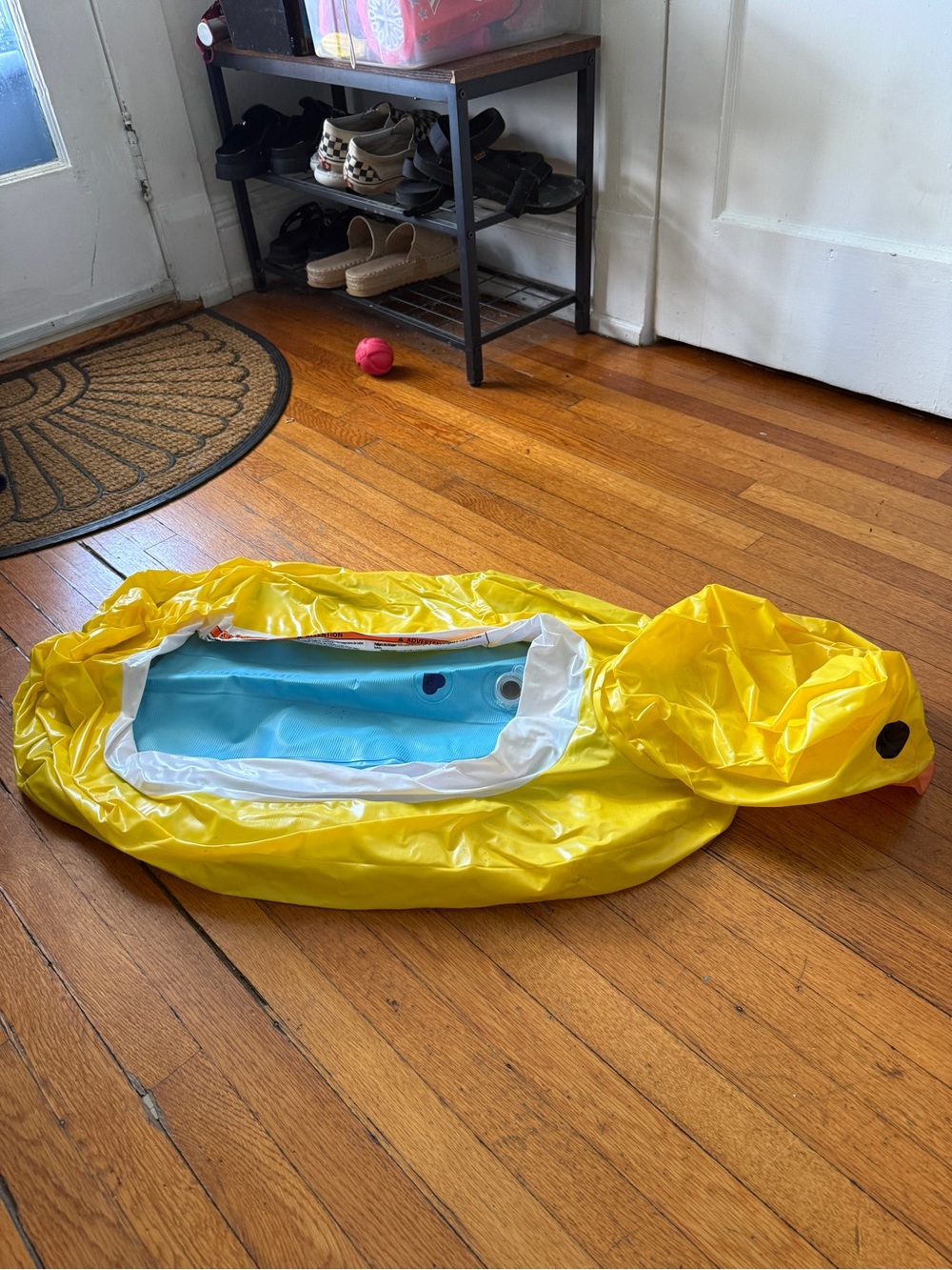 MUNCHKIN Kids Yellow Inflatable Duck Swim Float with Blue Seat